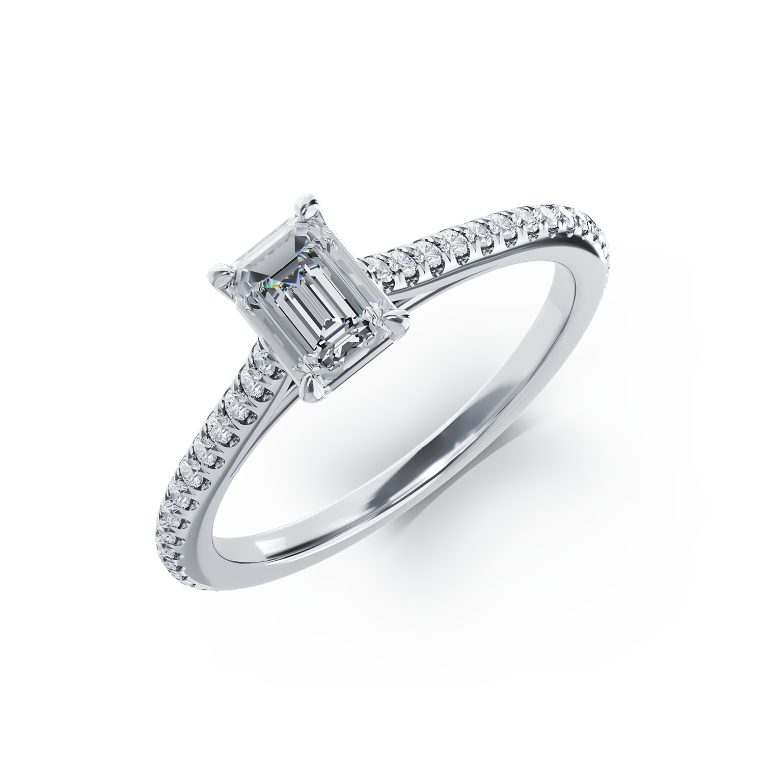 Inel de logodna din aur alb de 18K cu diamant de 0.6ct si diamante de 0.187ct image10